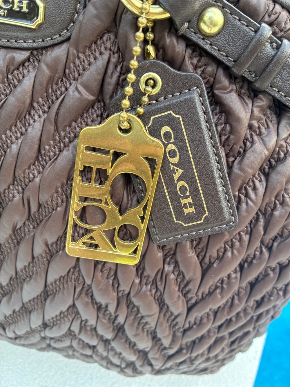 Coach Madison Quilted Chevron Nylon Lindsey Satchel **Limited Edition** - Picture 10 of 10